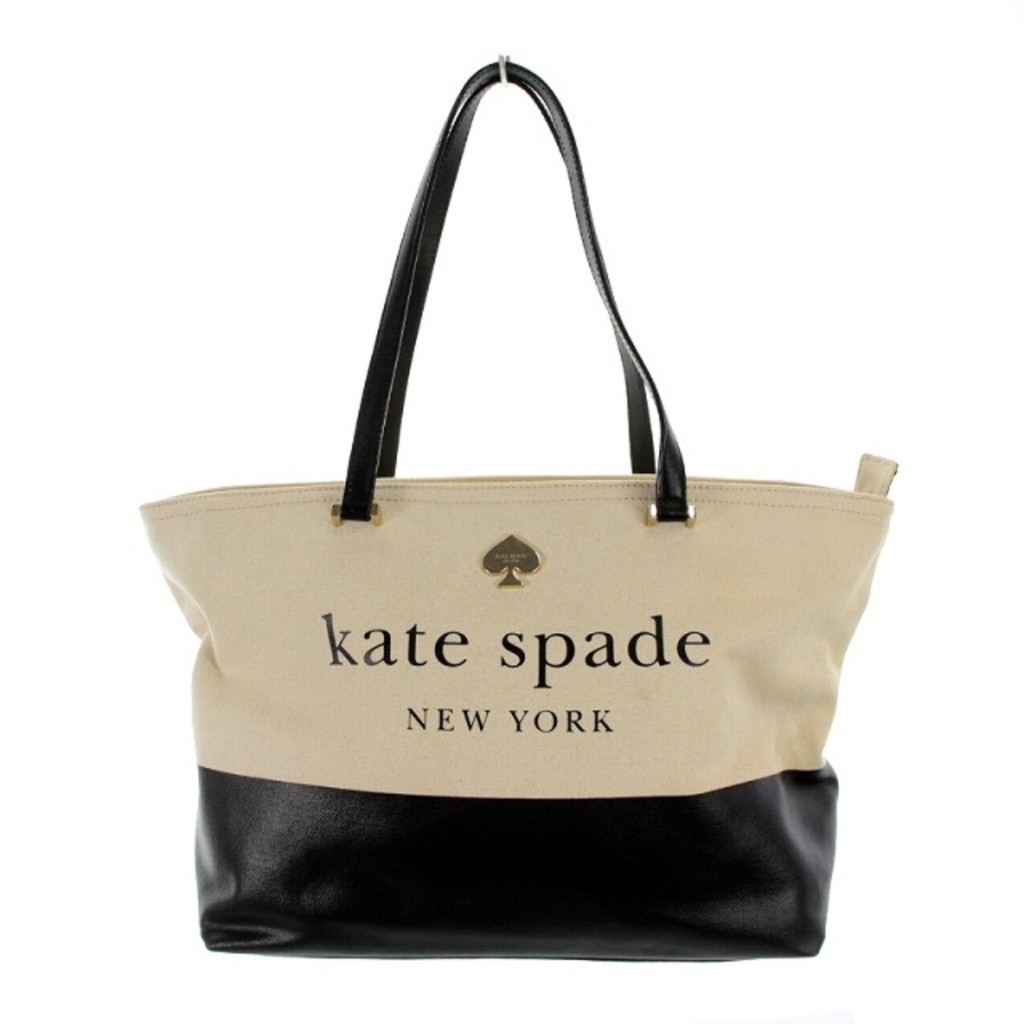 Kate Spade กระเป๋าผ้าแคนวาส สีดํา และสีขาว มือสอง ส่งตรงจากญี่ปุ่น
