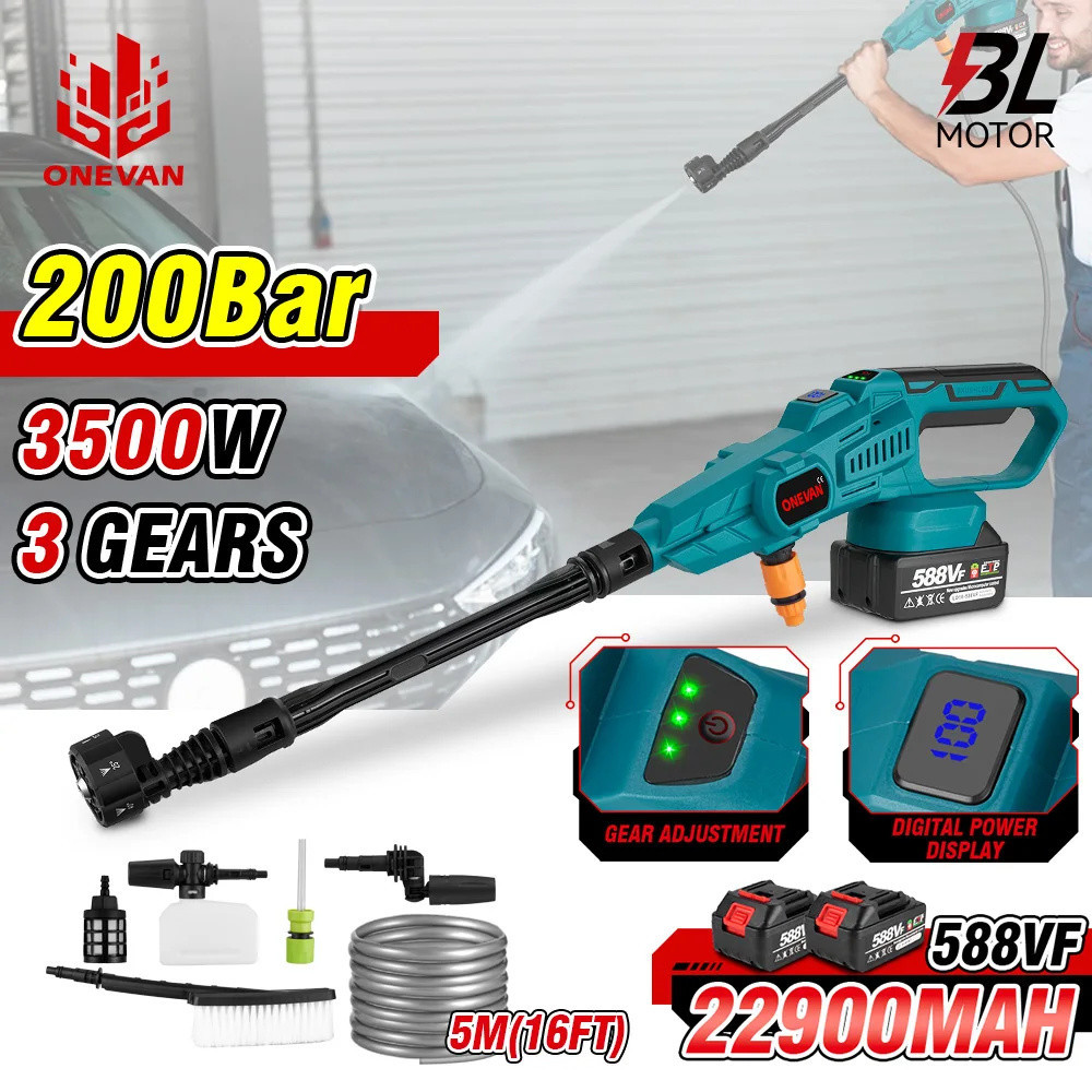 เครื่องกําเนิดไฟฟ้าแรงดันสูง 3500W 200Bar Brushless สําหรับแบตเตอรี่ Makit 18V