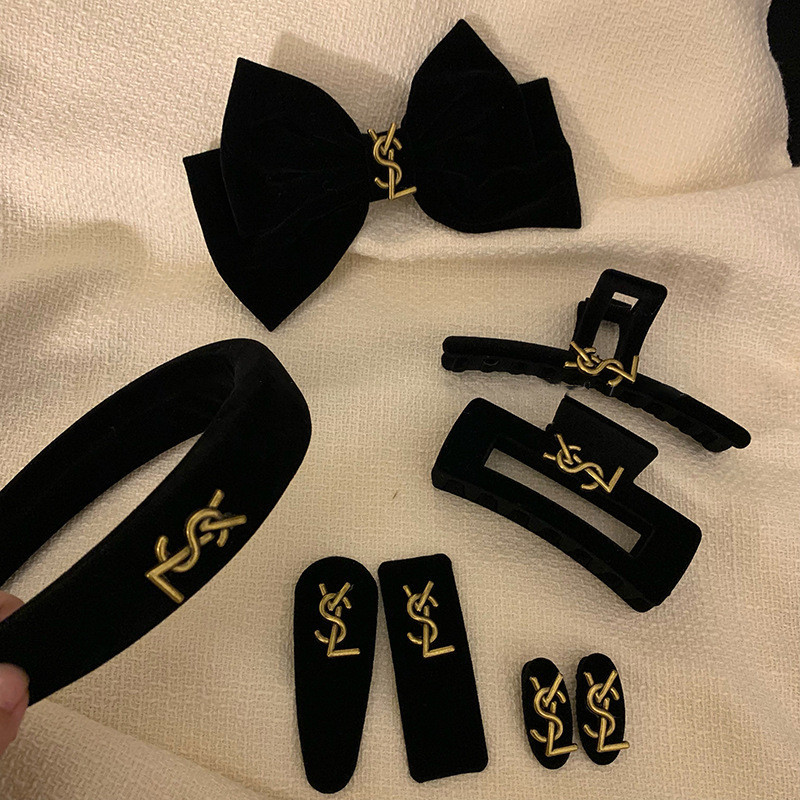 ที่คาดผม ผ้ากํามะหยี่ พิมพ์ลายตัวอักษร สีดํา แบบเรียบง่าย แฟชั่นสําหรับผู้หญิง