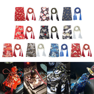 ปลอกหุ้มลูกบิดคันเกียร์รถยนต์ ผ้าแคนวาส กันฝุ่น ลายดาบซามูไร