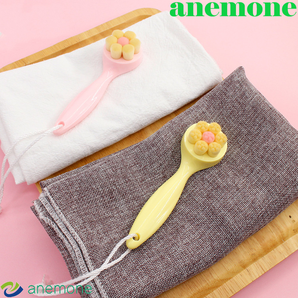 Anemone แปรงขัดผิวหน้า ทําความสะอาดผิวหน้าอย่างล้ําลึก รูปดอกไม้ สองด้าน แปรงล้างหน้า, ผลิตภัณฑ์ดูแลผิวนุ่ม กําจัดสิวหัวดํา แปรงขัดหน้า ทําความสะอาดใบหน้า