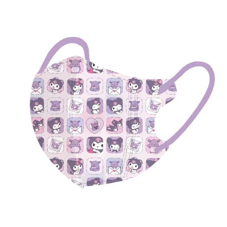 หน้ากากอนามัย พิมพ์ลายการ์ตูนคุโรมิน่ารัก 3D สําหรับเด็ก อายุ 3-12 ปี 50 ปี - รูปที่ 6