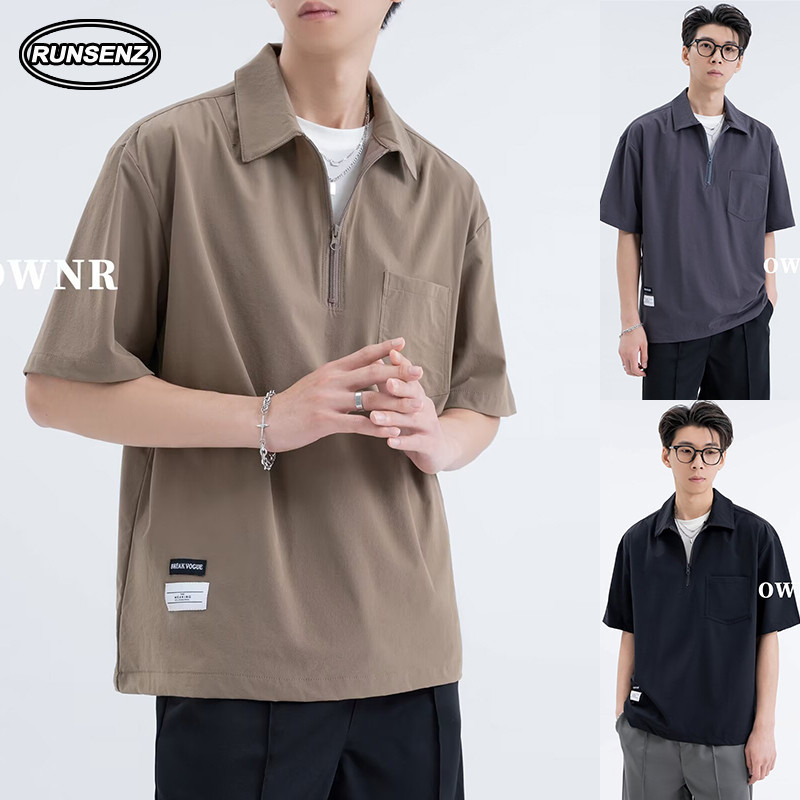 เสื้อโปโลแขนสั้นลําลอง ผ้าเรยอน ทรงหลวม ขนาดใหญ่ แบบเรียบง่าย สําหรับผู้ชาย ไซซ์ M - 8XL