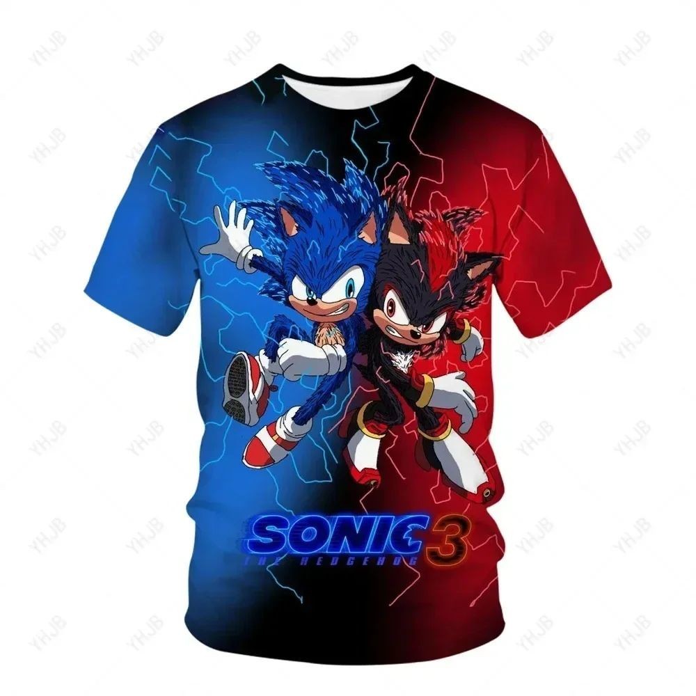 ใหม่ เสื้อยืดลําลอง แขนสั้น พิมพ์ลายการ์ตูนอนิเมะ Sonic 3D แฟชั่นฤดูร้อน สําหรับเด็กผู้ชาย ผู้หญิง
