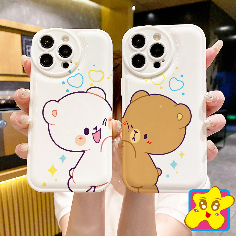 เคสโทรศัพท์มือถือ กันกระแทก ลายหมีน้อยน่ารัก สําหรับ iPhone 7 8 SE2 14 13 12 11 Pro Max XS XR 14 Plus