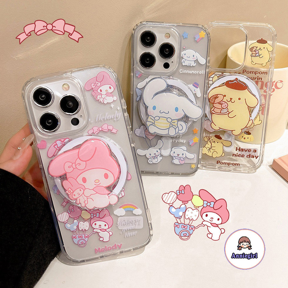 เคสโทรศัพท์มือถืออะคริลิคแข็ง แบบแม่เหล็ก ลายการ์ตูน Sanrio Melody น่ารัก สําหรับ IPhone 11 13 14 Pro Max 12 15Promax XS XR 7 8Plus