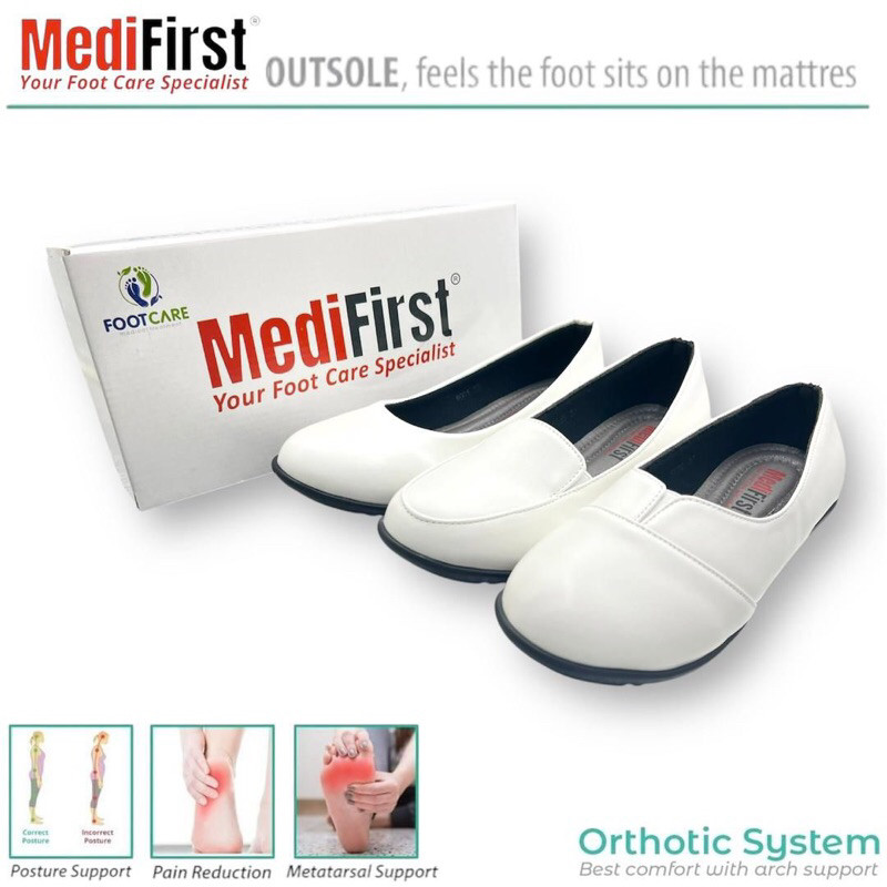 Superb มีมูลค่าสุภาพสตรี MediFeet Professional Cushioned Arch สนับสนุนรองเท้าพยาบาลสีขาวอย่างเป็นทางการ Kasut Sarung Jururawat