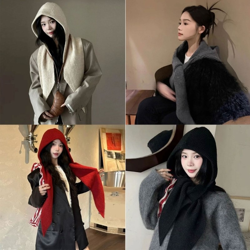 Boom ถัก Beanies หมวกสําหรับผู้ใหญ่ All Matching คอ Gaiter หมวกโครเชต์ผ้าพันคอหมวกฤดูหนาวที่อบอุ่นหู Flap หมวกสําหรับ - รูปที่ 6