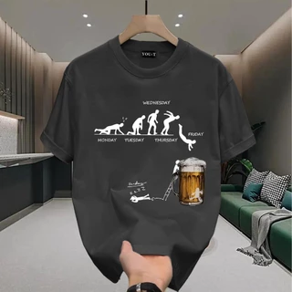 Basi💥พร้อมส่ง! เสื้อดำ เสื้อ oversize เสื้อผู้ชาย Alcohol program ผาคอตตอน 100% เสื้อยืดผู้ชาย เสื้อสตรีท คอกลม ใส่สบาย
