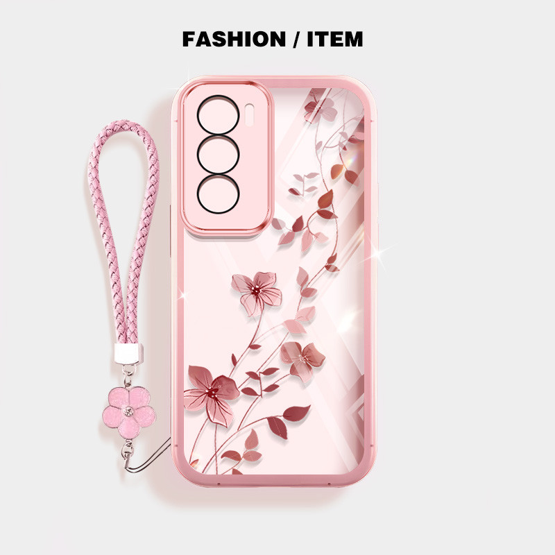 สําหรับ Vivo Y04 Y29S Y29 Y19S Y21d Y31d Y31 V29E Y200 5G 4G S17 V29 Pro S17T Y100 (IDN) ดอกไม้ Vine พืชดอกไม้เชือกแขวน Anti Fall โปร่งใสเคสโทรศัพท์