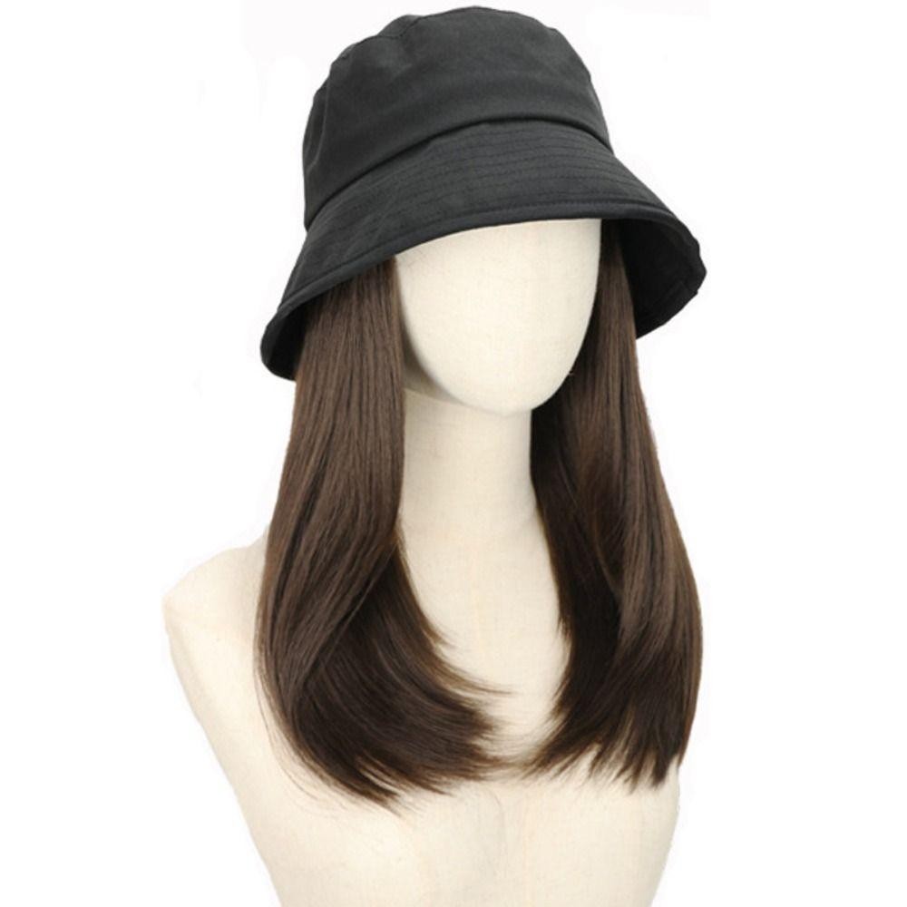 แฝด1หมวกชาวประมงวิกผม,หมวกถังสังเคราะห์ผมสั้นตรงหมวกวิกผม,ที่เรียบง่ายฮิปฮอปปุยแฮร์พีชฤดูร้อนหมวกบังแดดวิกผมเดินทาง - รูปที่ 7