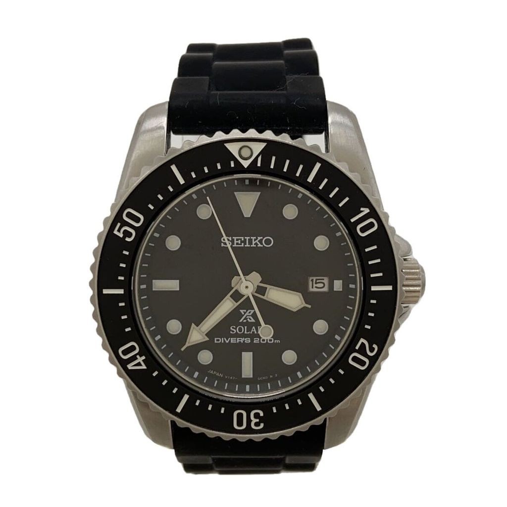 Seiko(K) Seiko Mens Watch Solar Analog Leather Blk Ss V147-0Cs0 ส่งตรงจากญี่ปุ่น มือสอง
