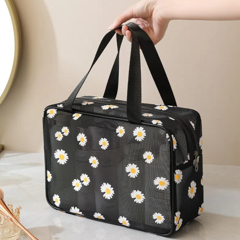 COOLSO Wash Bag, Mesh Lightweight Makeup Bag, กระเป๋าเครื่องสําอาง Daisy Flower ความจุขนาดใหญ่ ราคา ถูกที่สุด ดีลบีเคเค แกลเลอรีภาพที่ 7