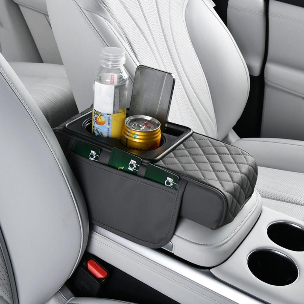 🚗Rinabonsiny (ตั้งค่าโครงการ)ที่เท้าแขนคอนโซลกลางพร้อมที่วางแก้ว เบาะหนัง ทนทาน มัลติฟังก์ชั่น เพิ่มความสูง กล่องเก็บของในรถ - รูปที่ 6