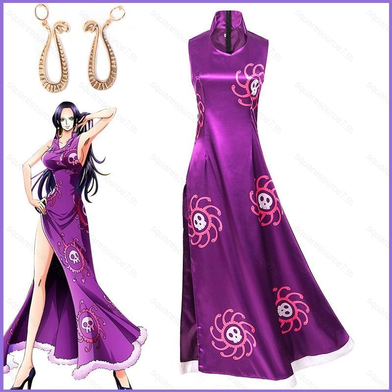 อะนิเมะ ONE PIECE Boa Hancock คอสเพลย์ Cheongsam ต่างหูเครื่องแต่งกายผู้หญิงชุด cos ชุด Halloween Pa