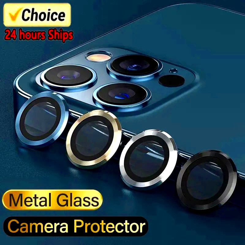 3 ชิ้นโลหะคลุมทั้งหมด HD กระจกนิรภัยกล้องเลนส์ Protector สําหรับ iPhone 17 11 12 13 14 15 16 Pro Max Mini Plus กระจกนิรภัยวงกลมกล้องป้องกันหน้าจอ อากาศ