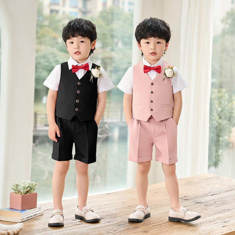 ชุดเด็กฤดูใบไม้ผลิฤดูร้อน ชุดเด็กชายดอกไม้ เสื้อกั๊ก กางเกงขาสั้น ชุดเด็กอนุบาล ชุดแสดงเด็กชาย ชุดวันเกิดเด็ก ชุดเด็กชายเล็ก ชุดทางการ งานแต่งงาน งานเลี้ยง