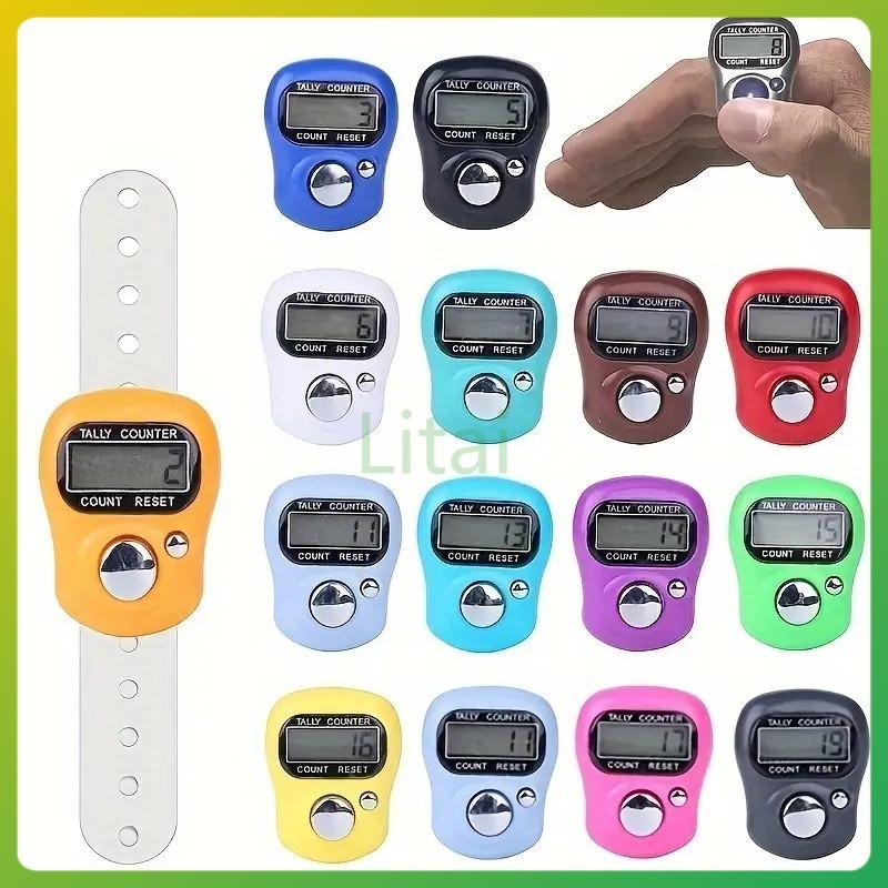 litai เคาน์เตอร์ดิจิตอล เครื่องนับจำนวนดิจิตอล เครื่องนับดิจิตอลแบบมีไฟ เคาน์เตอร์พกพา  สวมนิ้ว นับก้าว นับรอบการวิ่ง