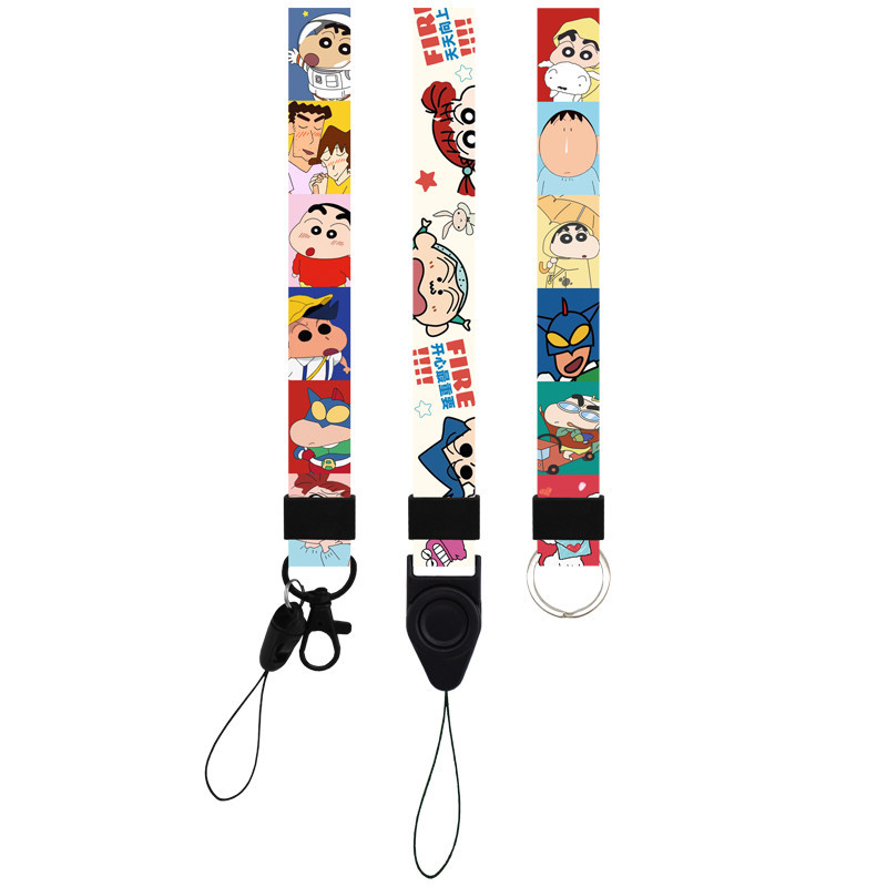 Crayon Shin-chan Card Case Lanyard Student Bus Card Cases Work Permit สายรัดข้อมือป้ายสามารถแขวนคอเชือก U Disk Key Chain เชือกยาวรุ่นกว้าง Anti-lost