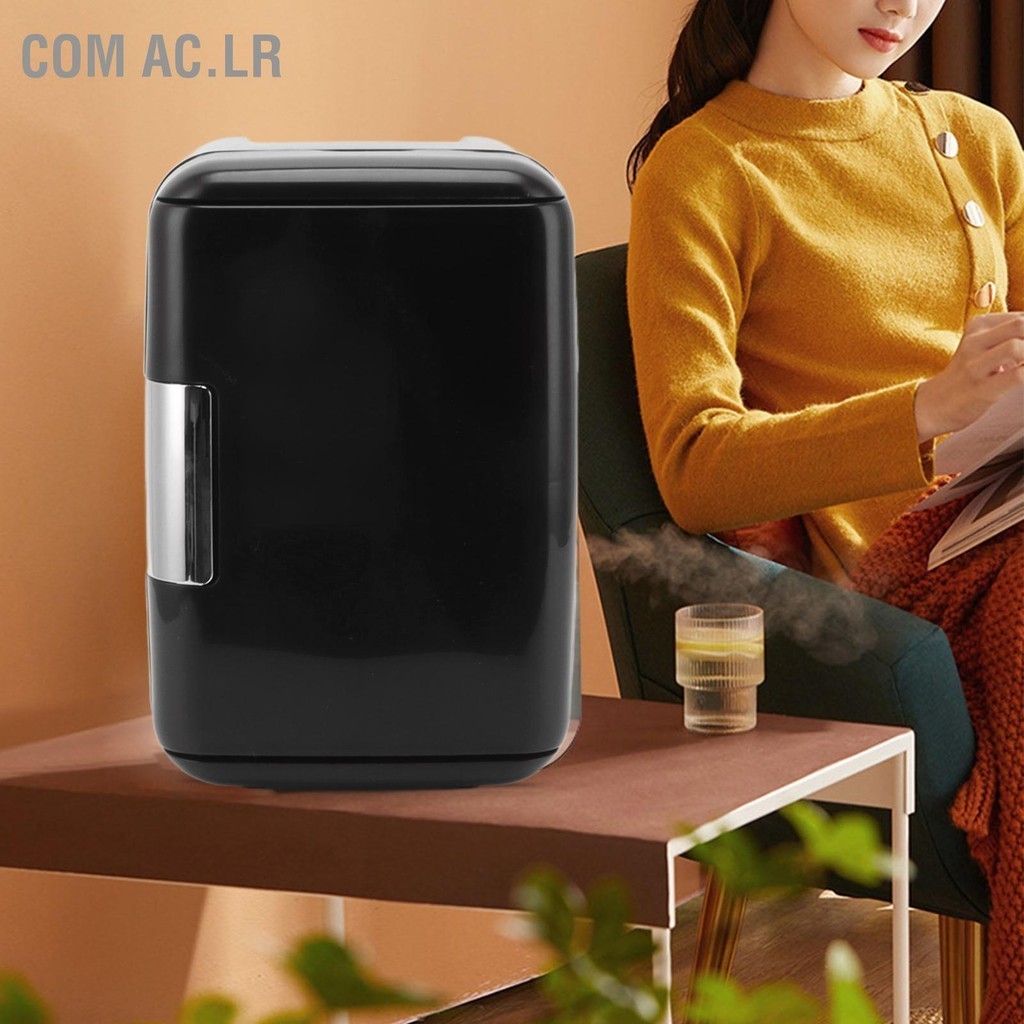 Com Ac.lr 4L 6 สามารถสีดำขนาดเล็กแต่งหน้าตู้เย็นเครื่องอุ่นรถเครื่องสำอางตู้เย็นแบบพกพาขนาดเล็กสำหรับห้องนอน