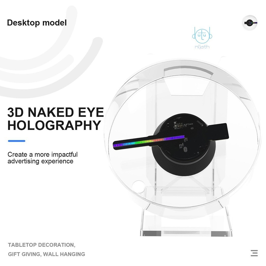 [mjia] พัดลมโปรเจคเตอร์ โฮโลแกรม 3D 3D HD LED พร้อมพัดลมวิดีโอ