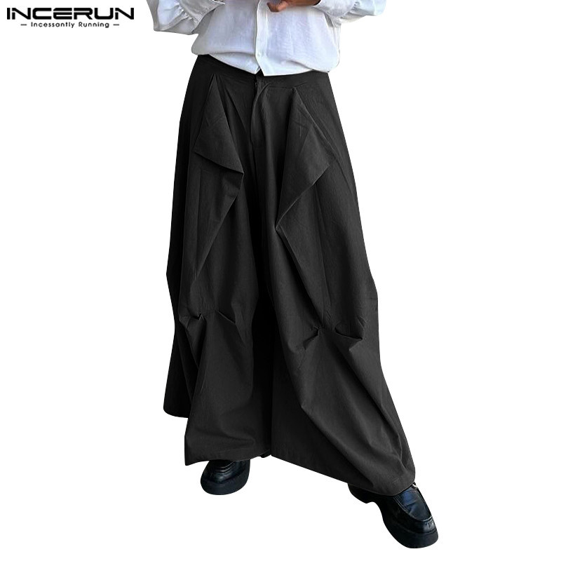Incerun กางเกงขายาว ดีไซน์ไม่เหมือนใคร แฟชั่นสําหรับผู้ชาย