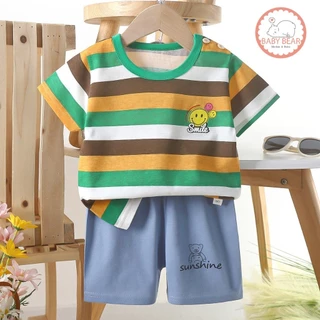 เสื้อผ้าเด็ก ชุดเซทเสื้อแขนสั้น+กางเกงขาสั้น ผ้าcotton อายุ 6เดือน-3ปี