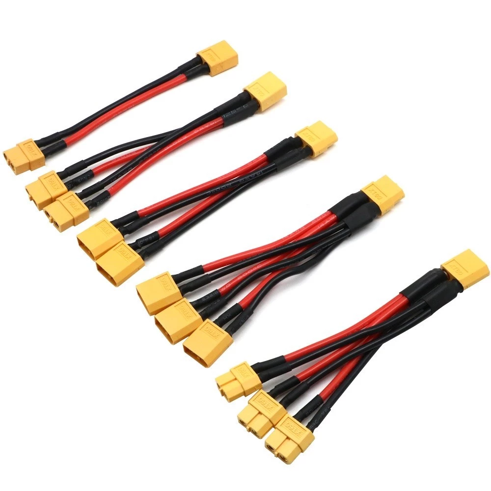 SMAC XT60 สายขนาดแบตเตอรี่ ตัวผู้ตัวเมีย สายขนาด 2.5 Sq.mm. ยาว 14 ซม. สําหรับต่อขนานแบตเตอรี่ เพื่อเพิ่มกระแสให้สูงขึ้น
