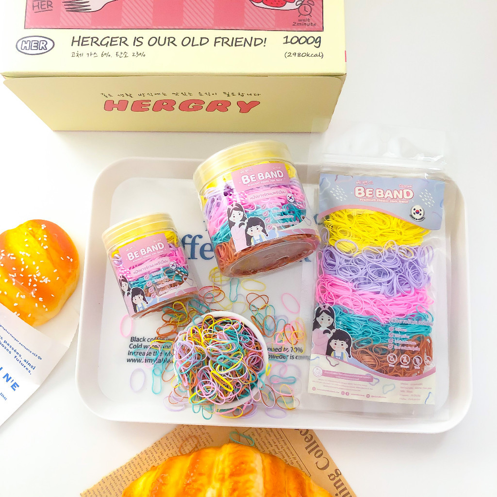 BEBAND หนังยางรัดผมเด็ก ไม่กินผม ไม่ดีดขาดง่าย [ยางเส้นเล็กMini : ใช้รัดผมเด็ก0-3ปี] คละ 5สี คัพเค้ก Cupcake