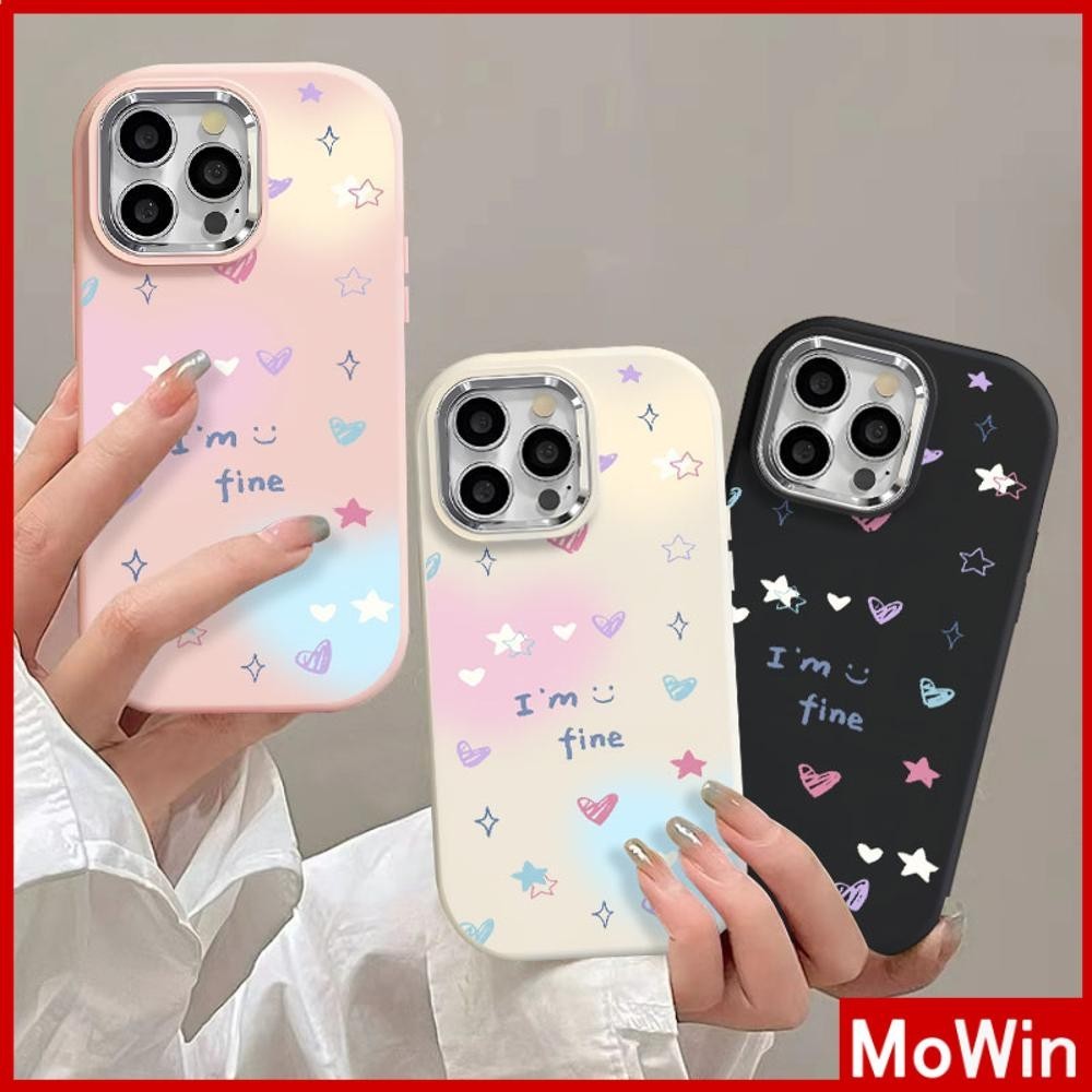Mowin - สำหรับ iPhone 15 PRO MAX iPhone 11 กรณีไฟฟ้าหรูหราซิลิโคนอ่อนนุ่มถุงลมกันกระแทก ดาวหัวใจหน้ายิ้ม เข้ากันได้กับ iPhone 14 13 12 11 XS XR 7Plus 8Plus