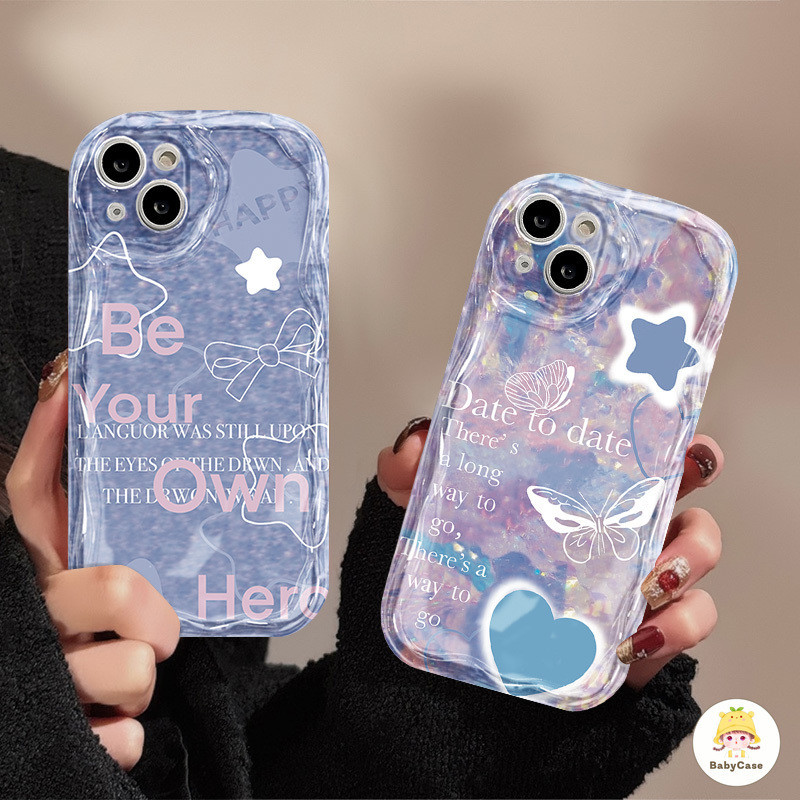 โบว์ระลอกน้ำพร้อมตัวอักษรภาษาอังกฤษ Dream Butterfly Case For iPhone 7 8 Plus 11 15 12 13 14 Pro Max XR X XS Max