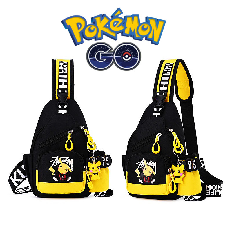 กระเป๋าคาดอก ลาย Pokemon Pikachu เหมาะกับของขวัญวันเกิด สไตล์สปอร์ต สําหรับเด็กผู้ชาย และผู้หญิง