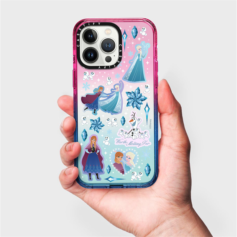 Casetify X Disney's Frozen Friends Stickermania เคสแข็ง อะคริลิค TPU ใส ปิดด้านหลัง แม่เหล็ก แถบด้านข้าง สําหรับ Apple IPhone 11 12 13 14 15 Pro Max