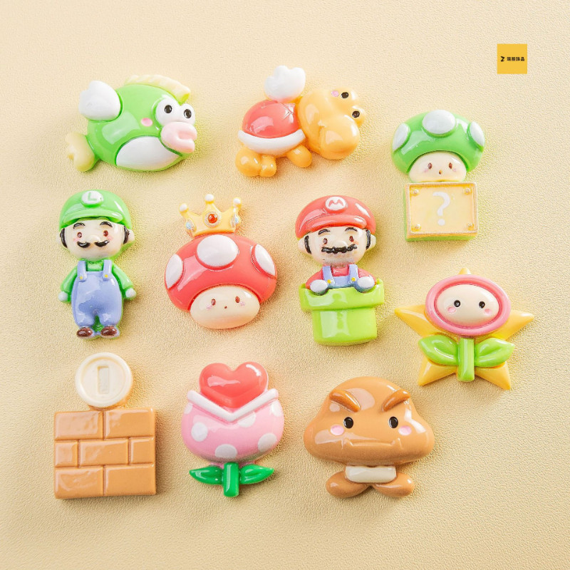 10ชิ้นมาริโอเกมเรซิ่นเสน่ห์สําหรับ ทําเอง (8-321)