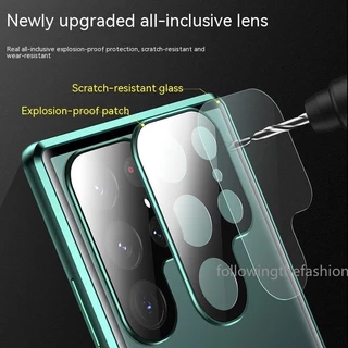 สําหรับ Samsung Galaxy S26 S25 S24 S23 22 Ultra/Plus S25 S24 S23FE เคสโทรศัพท์ 360° โลหะแม่เหล็กกันกระแทกเต็มรอบทิศทาง ความละเอียดสูง กระจกเหนียวกล้องเลนส์ป้องกันพลิกล็อคปก