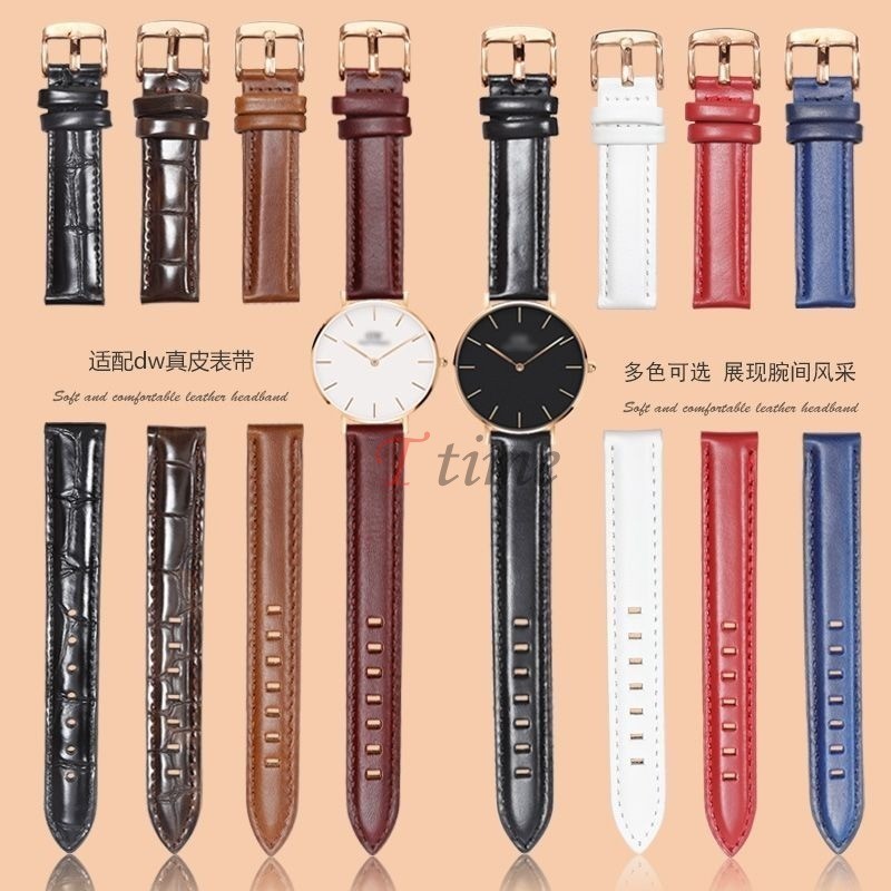 สายรัดหนังแท ้ 12/13/14/16/17/18/19/20/สายนาฬิกาสําหรับDW Vintage Quick Release Cowhideหนังสร ้ อยข ้ อมือนาฬิกาอุปกรณ ์ เสริม