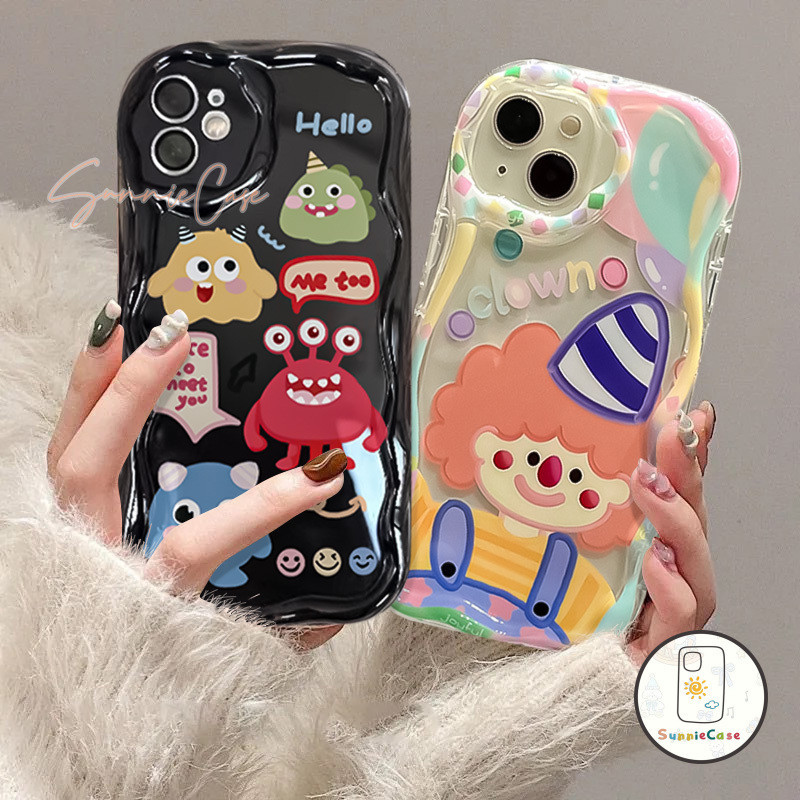 แฟชั่นการ์ตูนน่ารักเอเลี่ยน ตัวตลก ที่อยู่อาศัย เข้ากันได้ iPhone 15 13 14 12 11 Pro Max 7Plus XR XS Max X 14 15 8 Plus