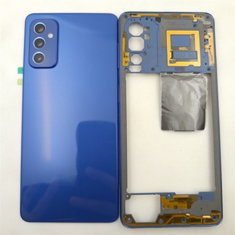 สําหรับ Samsung Galaxy M52 5G M526 โทรศัพท์กรอบกลาง + แบตเตอรี่ฝาหลังแผงกรณีพร้อมอะไหล่ซ่อมเลนส์กล้อง