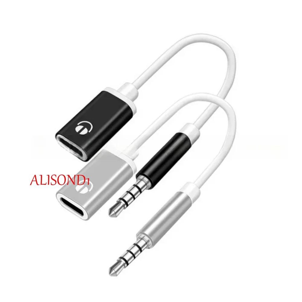 Alisond1 อะแดปเตอร์แปลงแจ็ค Type-C เป็น 3.5 มม. Type C ตัวเมีย 3.5 มม. ตัวผู้ 3.5 มม. ตัวผู้ Type-C ตัวเมีย ทนทาน แบบพกพา 3 5 มม. เป็น Type C หูฟังอนาล็อก