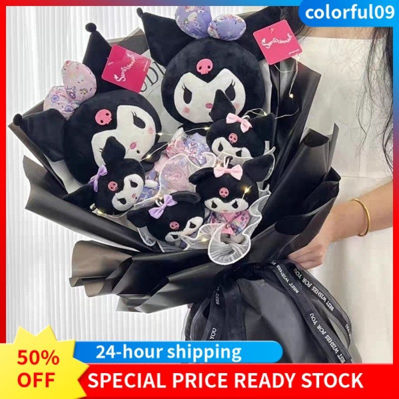 ตุ๊กตาช่อดอกไม้ Kuromi Sanrio เหมาะกับของขวัญวันเกิดปีใหม่ ของเล่นสําหรับแฟนสาว