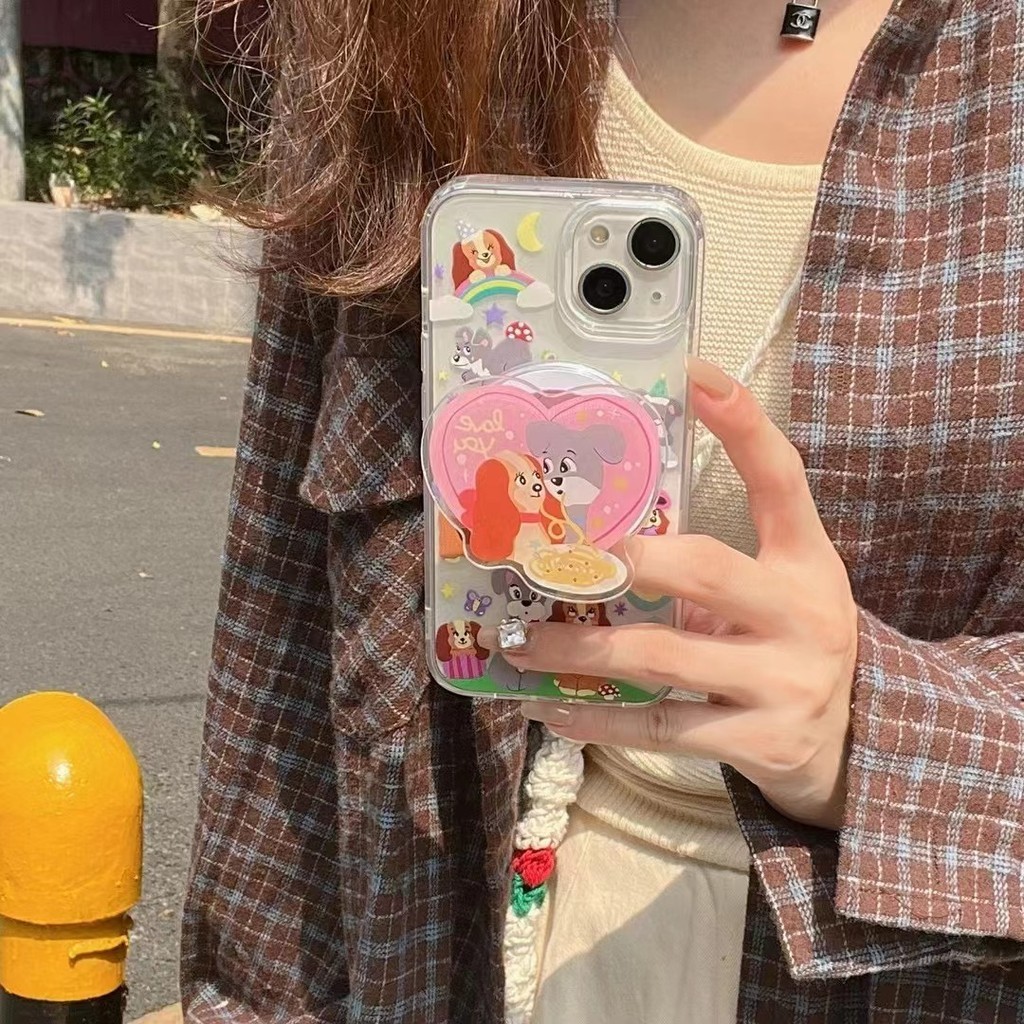 เคสโทรศัพท์มือถือ กันกระแทก ลายน่ารัก พร้อมขาตั้ง สําหรับ Iphone 11 11promax 12 13 15 pro max 14plus 15plus 14promax