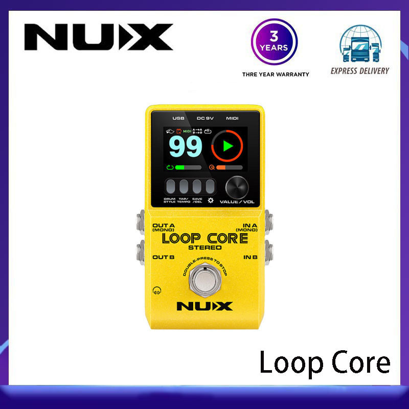 ( ในสต ็ อก ) NUX Loop Core สเตอริโอกีตาร ์ ไฟฟ ้ า Pedal Looper ในตัว Rhythm Tracks และ MIDI Contro