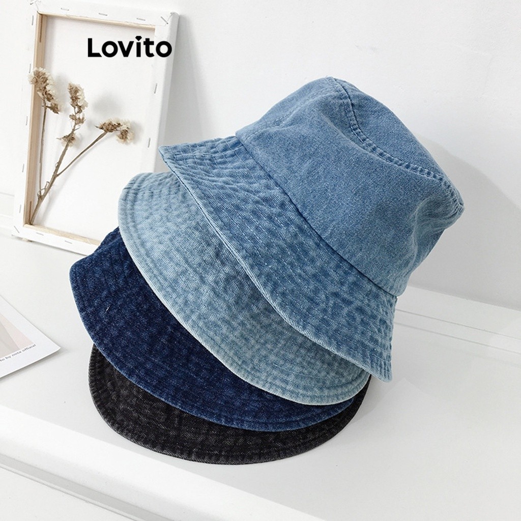Lovito หมวกลำลอง สีพื้น เบสิก สำหรับสตรี LFA03101 (สีน้ำเงิน/สีดำ)