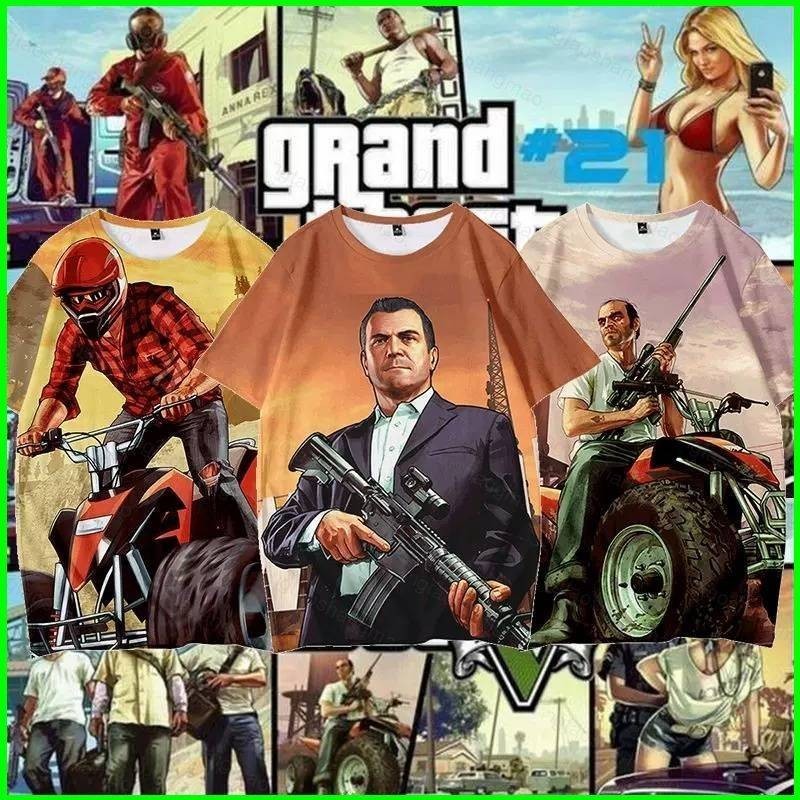 Yts เสื้อยืดแขนสั้น พิมพ์ลายอนิเมะ Grand Theft Auto VI GTA 5 3D แฟชั่นฤดูร้อน MY3