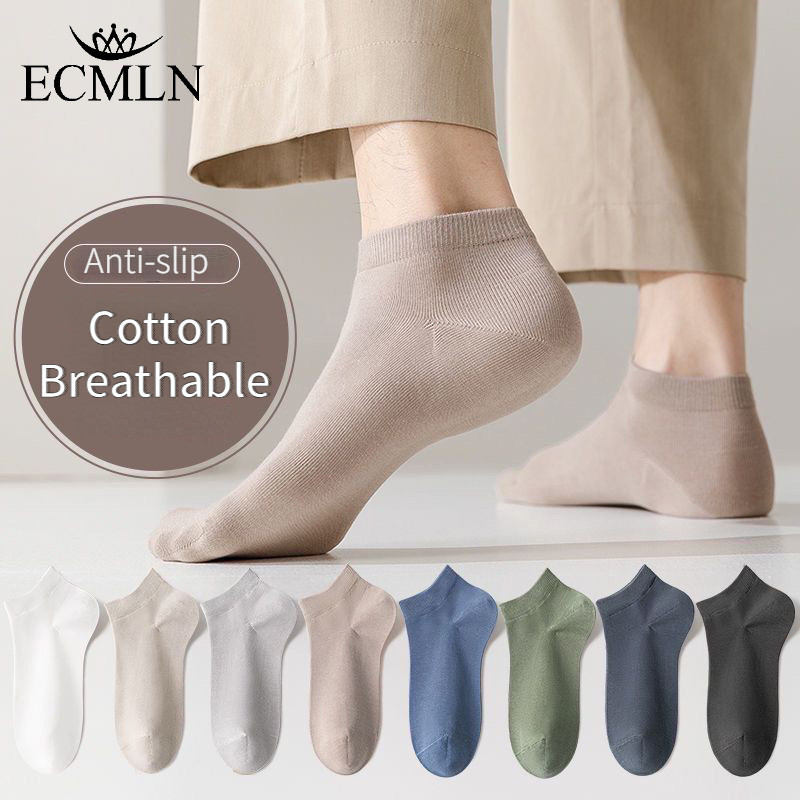 Ecmln ถุงเท้ากีฬา ข้อสั้น ระบายอากาศ ดูดซับเหงื่อ กันลื่น แฟชั่นฤดูร้อน สําหรับผู้ชาย