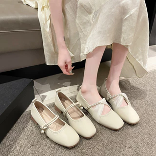 🎀ส่งไวอยู่ไทย🎀รองเท้าแฟชั่นสตรีลำลอง พื้นนุ่ม ปากตื้น เรียบง่าย รองเท้าแมรี่เจน