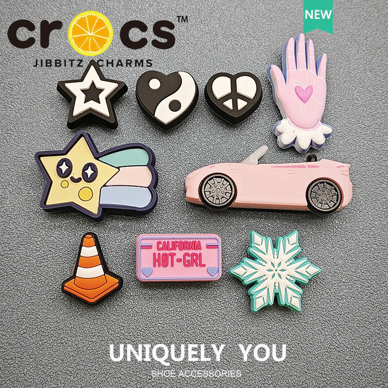 Jibbitz crocs charm แท้ ใหม่ อุปกรณ์เสริมรองเท้า รูปเกล็ดหิมะ ดาวห้าแฉก สไตล์น่ารัก 2024