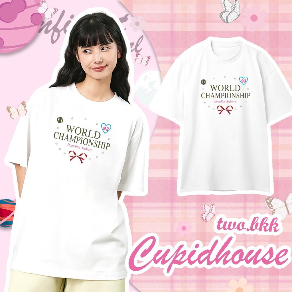 teetwoone เสื้อยืดผู้หญิงOversize ผ้าคอตตอนนิ่มมาก สไตล์เกาหลีลายWORLDน่ารัก คอกลม 2สี 3xl สาวอวบ