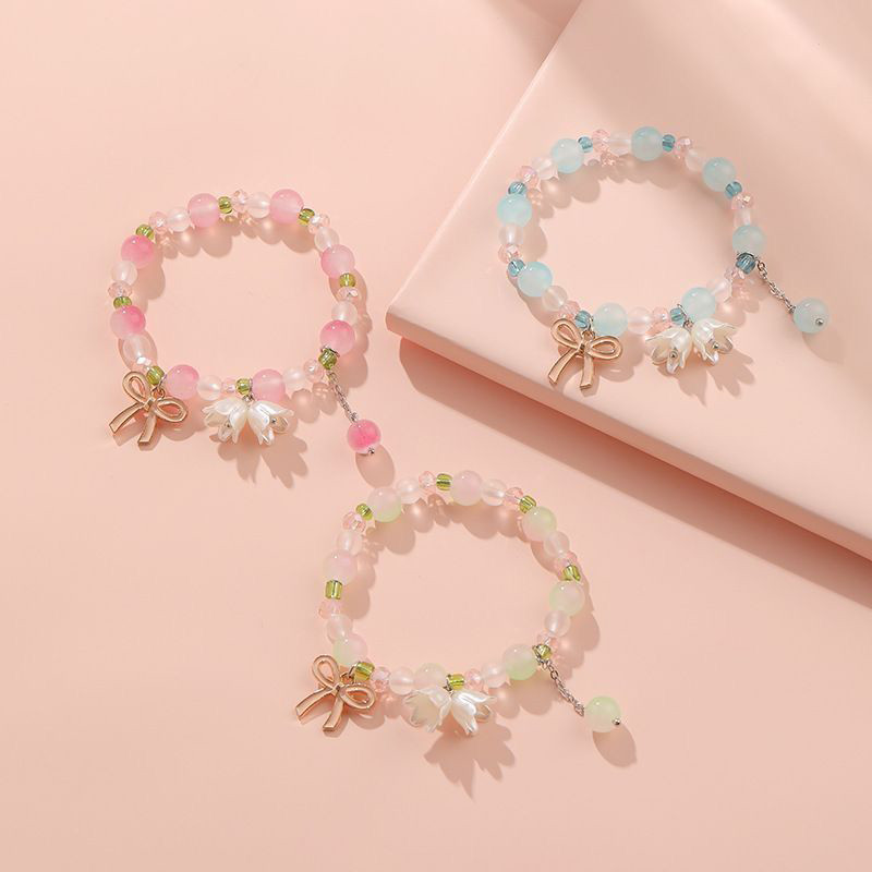 พร้อมส่ง สร้อยข้อมือกล้วยไม้ระฆังหวานสำหรับสุภาพสตรีเรียบง่ายขนาดเล็กสดมือสตริงของขวัญเพื่อนนักเรียนcobrandier.COD