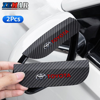2Pcs Toyota Car Rear View Mirror Rain Guard Carbon Fiber Rear View Mirror Sticker Universal Auto Parts For Wigo Vios Rush Innova Hilux Raize Avanza Fortuner HiAce Yaris Corolla Altis Agya Veloz RAV4 Camry Prius
